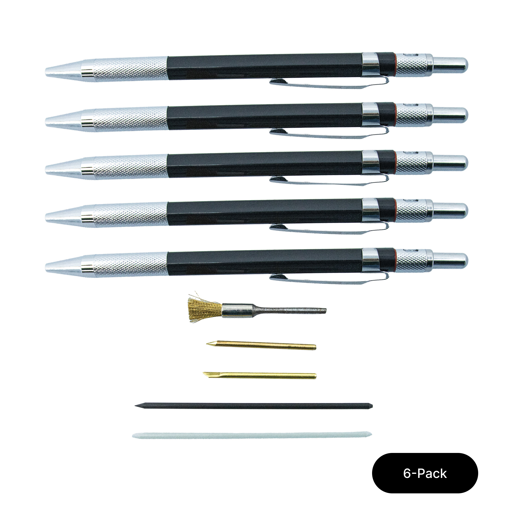 6-Pack of Conservator Le Crayon A Gratter Precision Pencil - FULL Set - 5 Pencils & 5 Tips