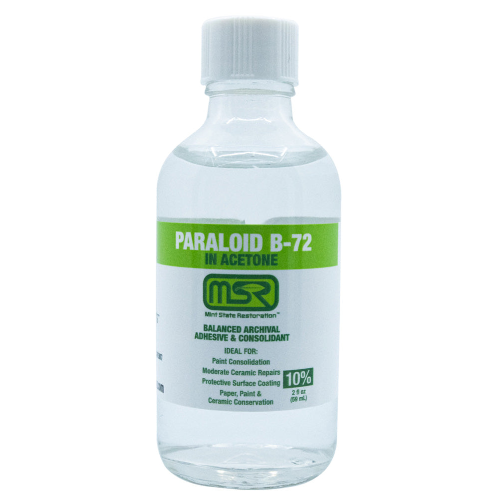 Paraloid B-72 Archival Adhesive & Consolidant in Acetone – Mint State Restoration (MSR) – Available in 5%, 10%, 25% (Multiple Sizes)