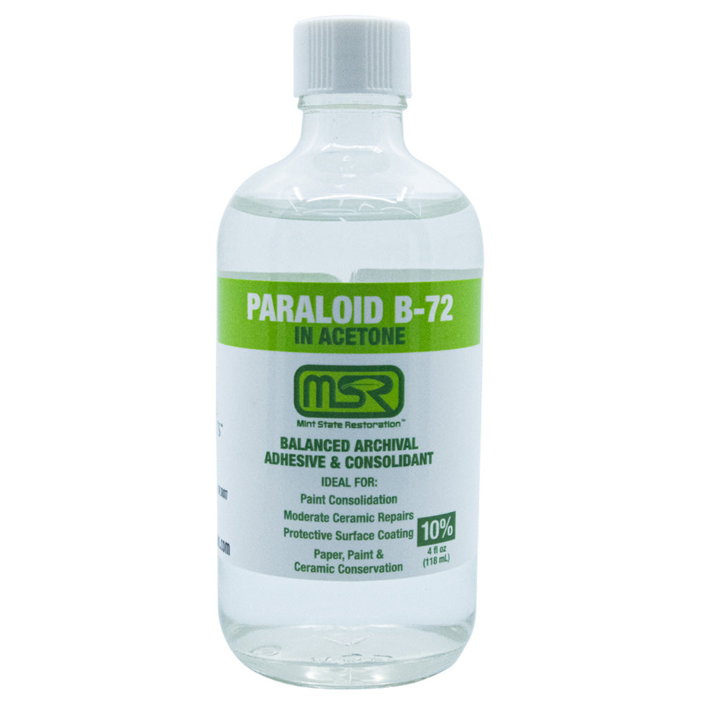 Paraloid B-72 Archival Adhesive & Consolidant in Acetone – Mint State Restoration (MSR) – Available in 5%, 10%, 25% (Multiple Sizes)