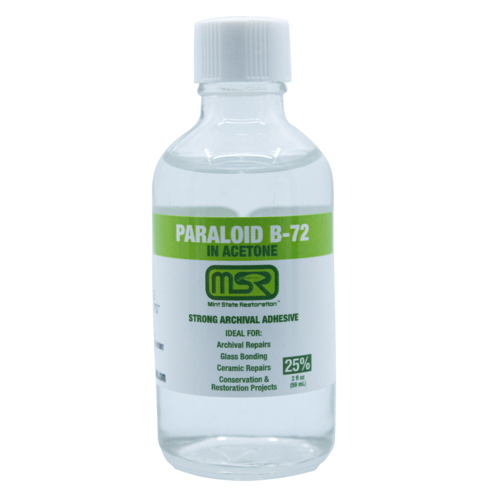 Paraloid B-72 Archival Adhesive & Consolidant in Acetone – Mint State Restoration (MSR) – Available in 5%, 10%, 25% (Multiple Sizes)