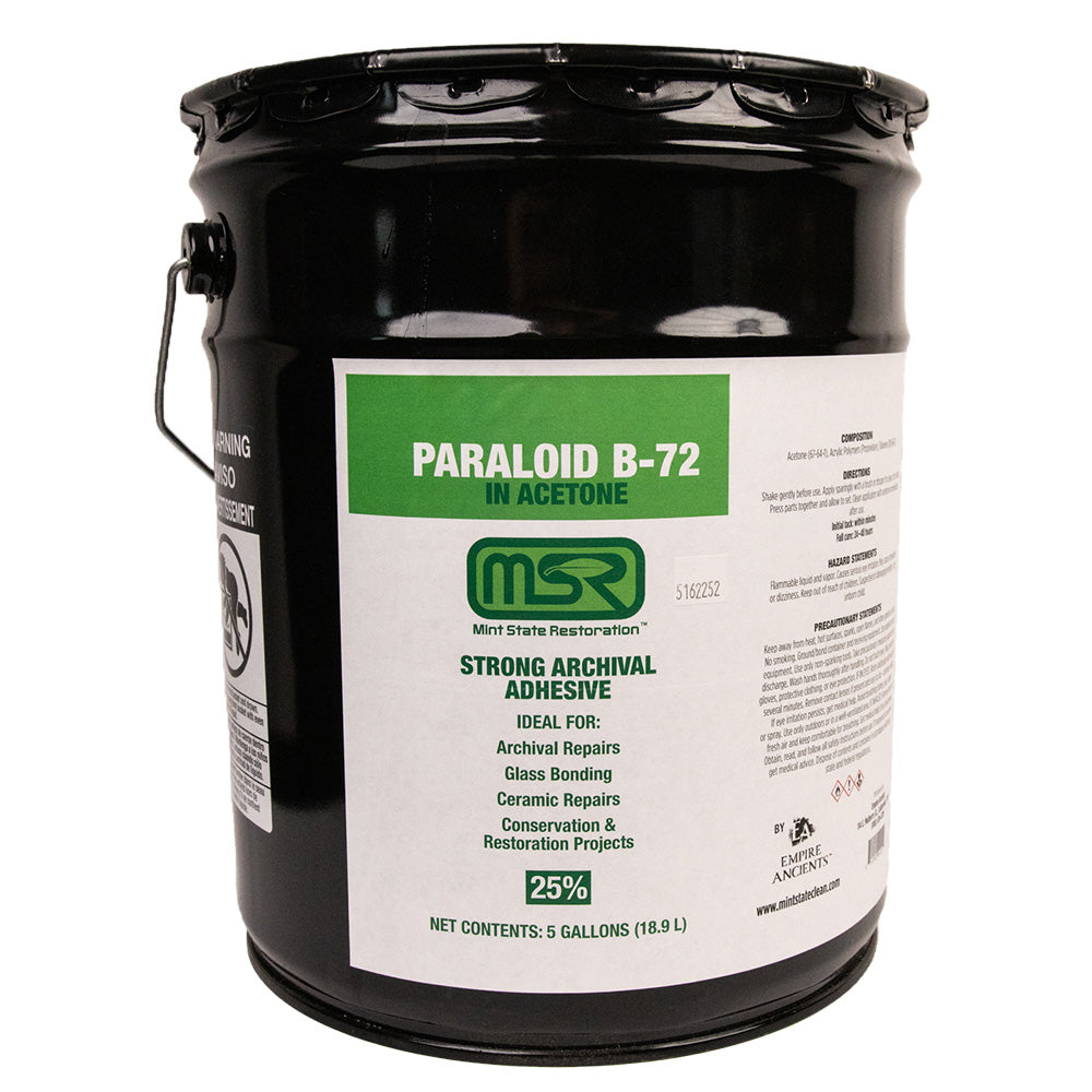 Paraloid B-72 Archival Adhesive & Consolidant in Acetone – Mint State Restoration (MSR) – Available in 5%, 10%, 25% (Multiple Sizes)