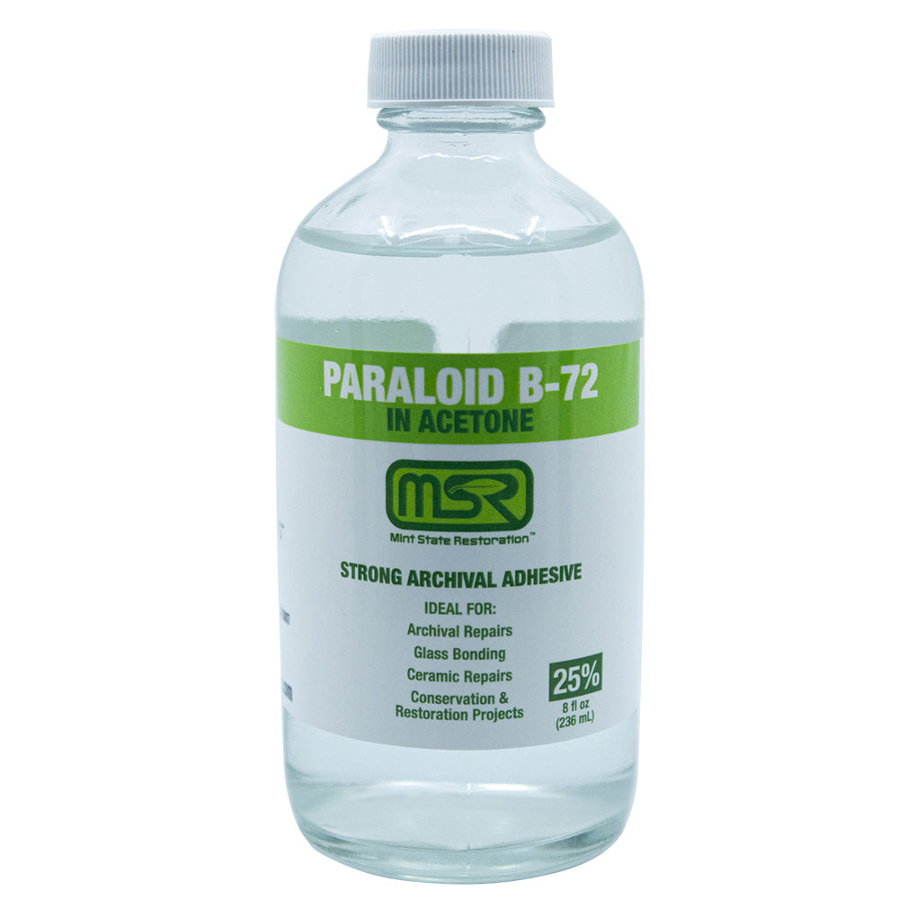 Paraloid B-72 Archival Adhesive & Consolidant in Acetone – Mint State Restoration (MSR) – Available in 5%, 10%, 25% (Multiple Sizes)