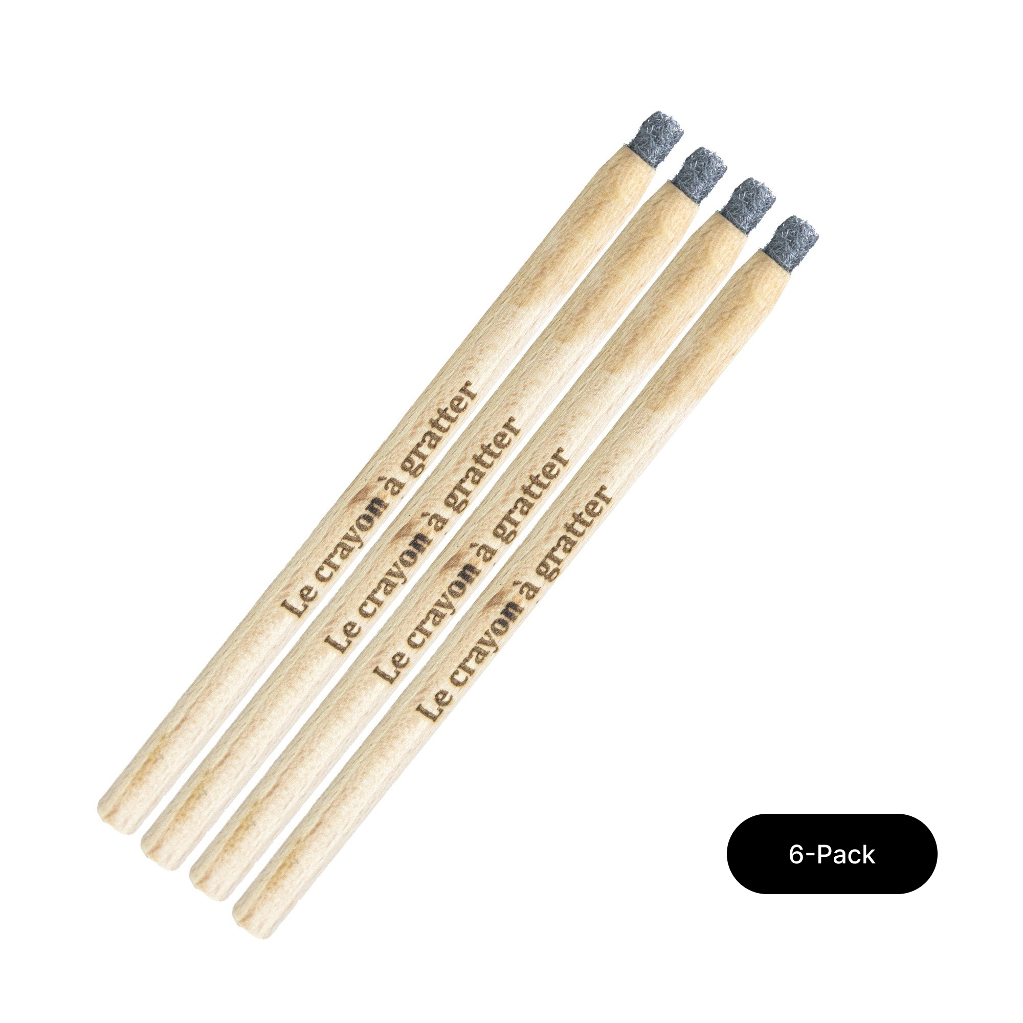6-Pack of Le Crayon a Gratter Conservator Cleaning Restoration Pencils for Cleaning Metal Detector Finds - 4 Steel Wool Brush Pencil Set