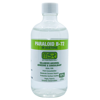 Paraloid B-72 Archival Adhesive & Consolidant in Acetone – Mint State Restoration (MSR) – Available in 5%, 10%, 25% (Multiple Sizes)