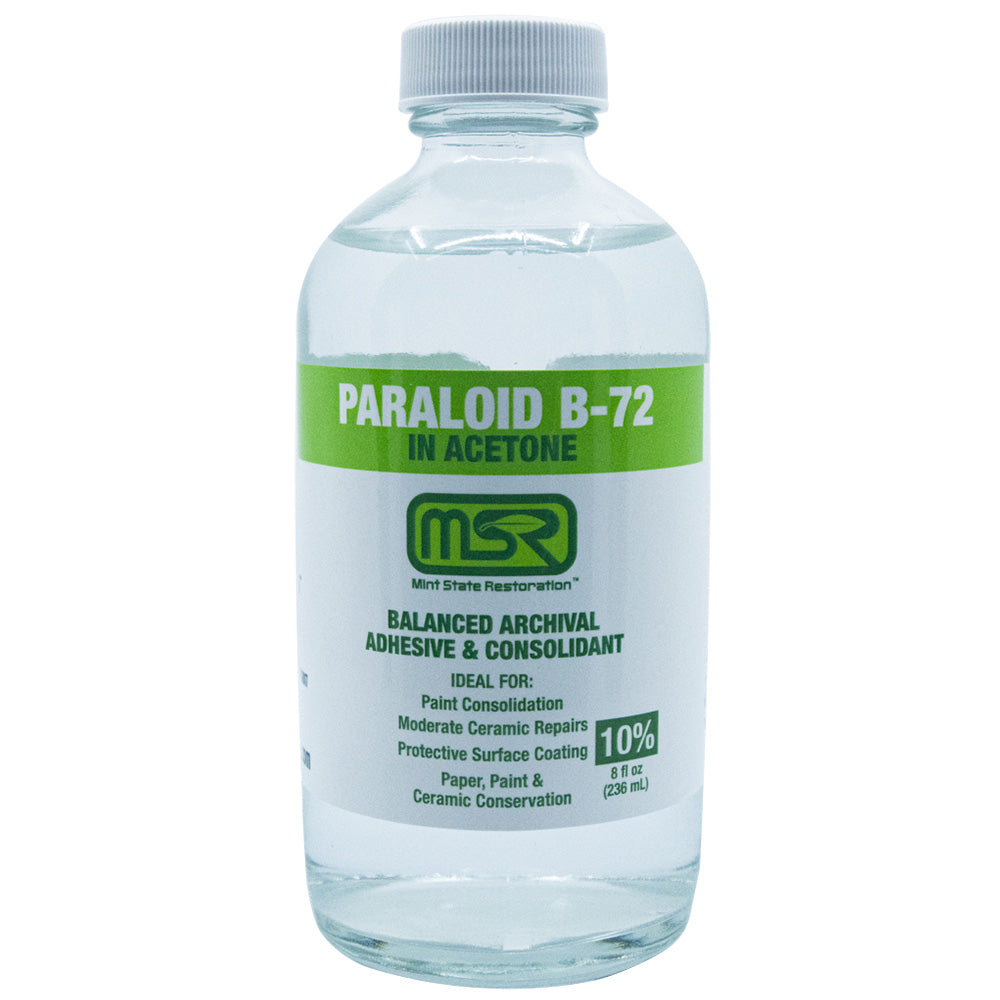 Paraloid B-72 Archival Adhesive & Consolidant in Acetone – Mint State Restoration (MSR) – Available in 5%, 10%, 25% (Multiple Sizes)