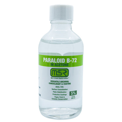 Paraloid B-72 Archival Adhesive & Consolidant in Acetone – Mint State Restoration (MSR) – Available in 5%, 10%, 25% (Multiple Sizes)