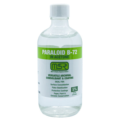 Paraloid B-72 Archival Adhesive & Consolidant in Acetone – Mint State Restoration (MSR) – Available in 5%, 10%, 25% (Multiple Sizes)